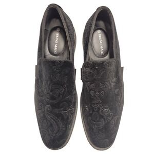 Bruno Marc Mens Black Velvet Floral Loafers Slip On Dress Shoes Size 10